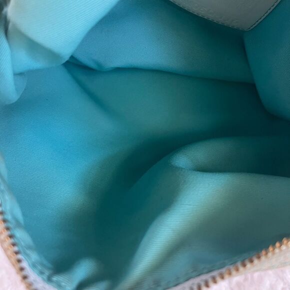 Coach Hampton off white Nylon Satchel turquoise blue charms & tan leather trim - Picture 4 of 16